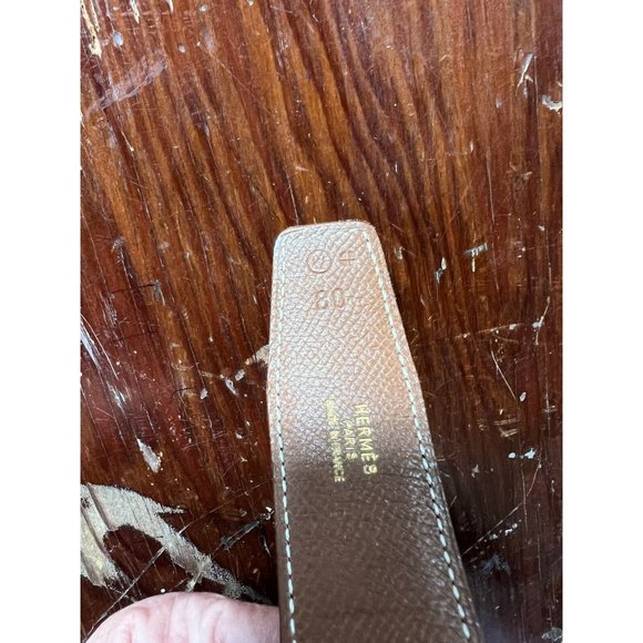 HERMES Womens Waist Belt Black Brown Textured Reversible H Buckle France M - Picture 11 of 12